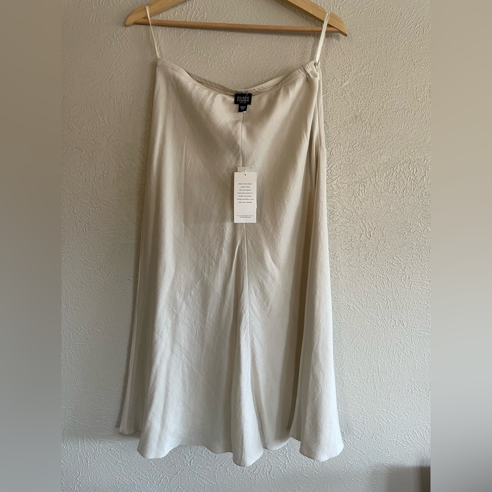 NWT Eileen Fisher silk bone color Skirt bias cut pp 2-4 size